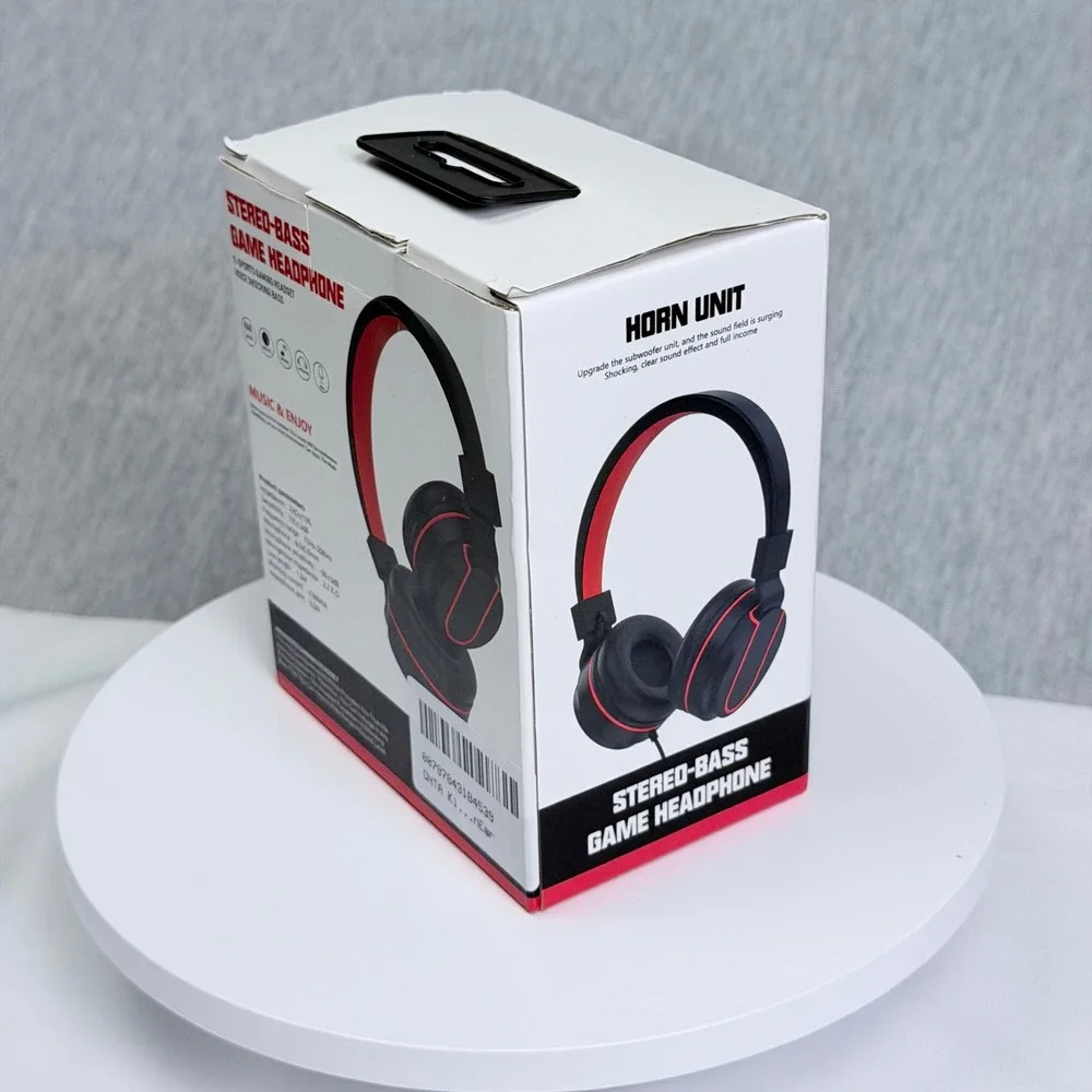 Stereo-Bass Game Headphone Model 377 E-Sports Gaming Headset Black Red Wired
